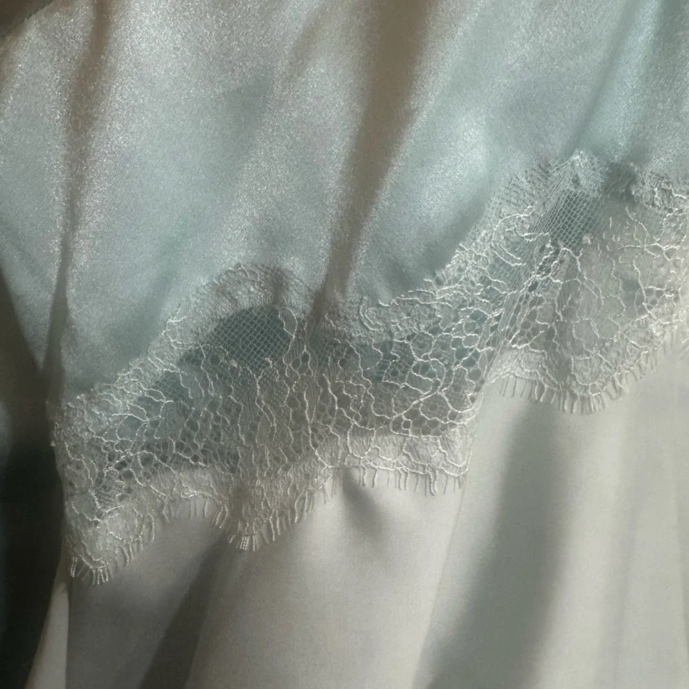 Victoria's Secret Blue Satin & Lace Robe - M/L “something blue” - Picture 2 of 4